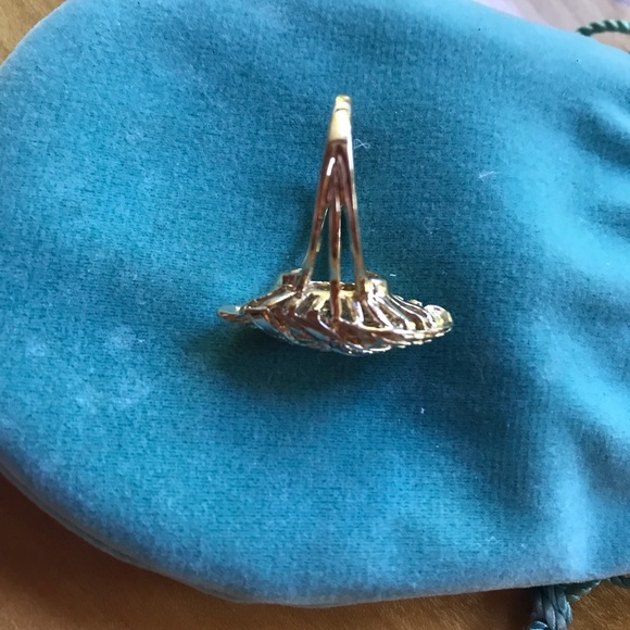 14 K yellow gold & diamond ring. S curve shaped. - Picture 5 of 6